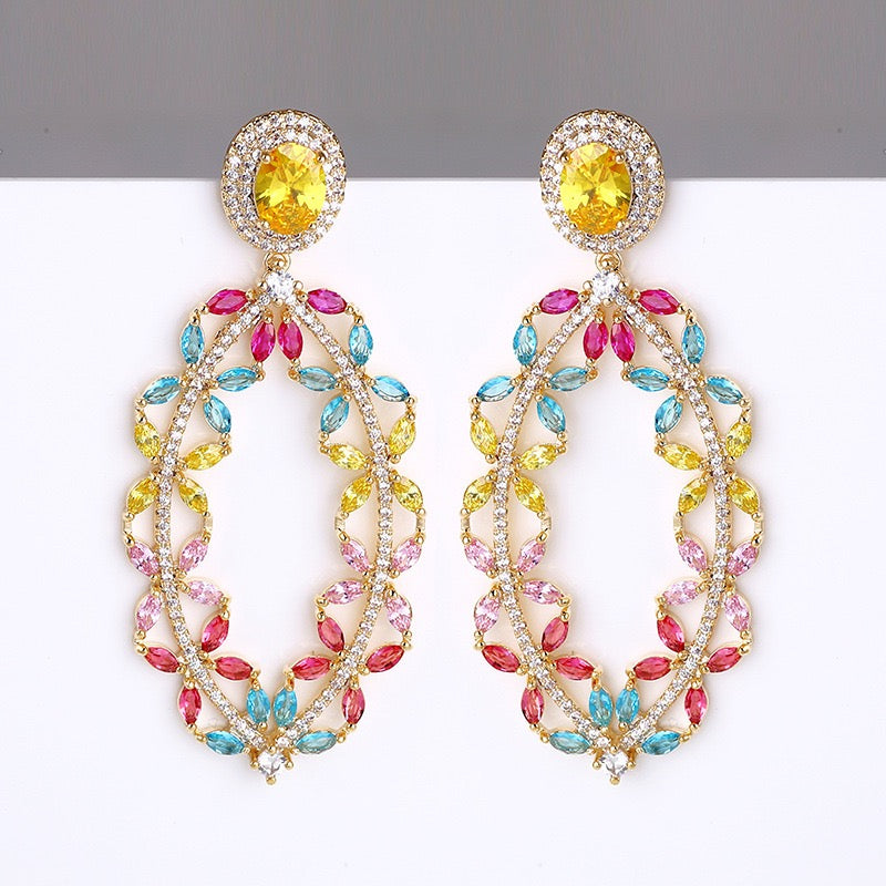 #090 Luxury Zircon Stud Earrings - 18K Gold Plated | Bo Cheng Jewelry