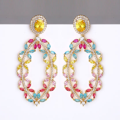#090 Luxury Zircon Stud Earrings - 18K Gold Plated | Bo Cheng Jewelry