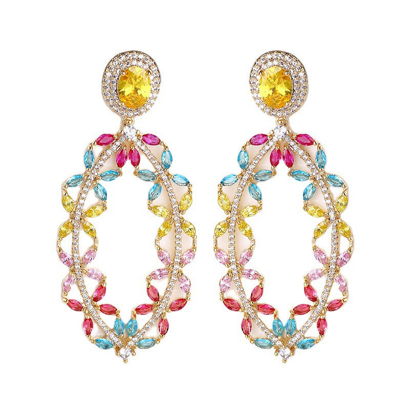 #090 Luxury Zircon Stud Earrings - 18K Gold Plated | Bo Cheng Jewelry