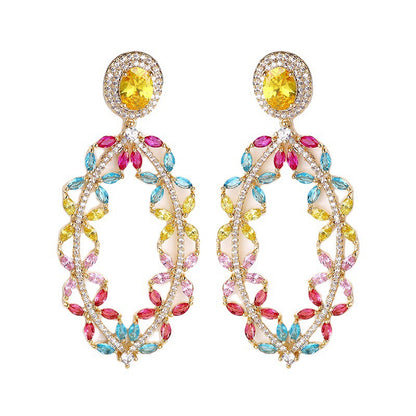 #090 Luxury Zircon Stud Earrings - 18K Gold Plated | Bo Cheng Jewelry