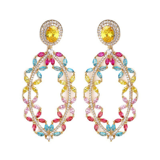 #090 Luxury Zircon Stud Earrings - 18K Gold Plated | Bo Cheng Jewelry