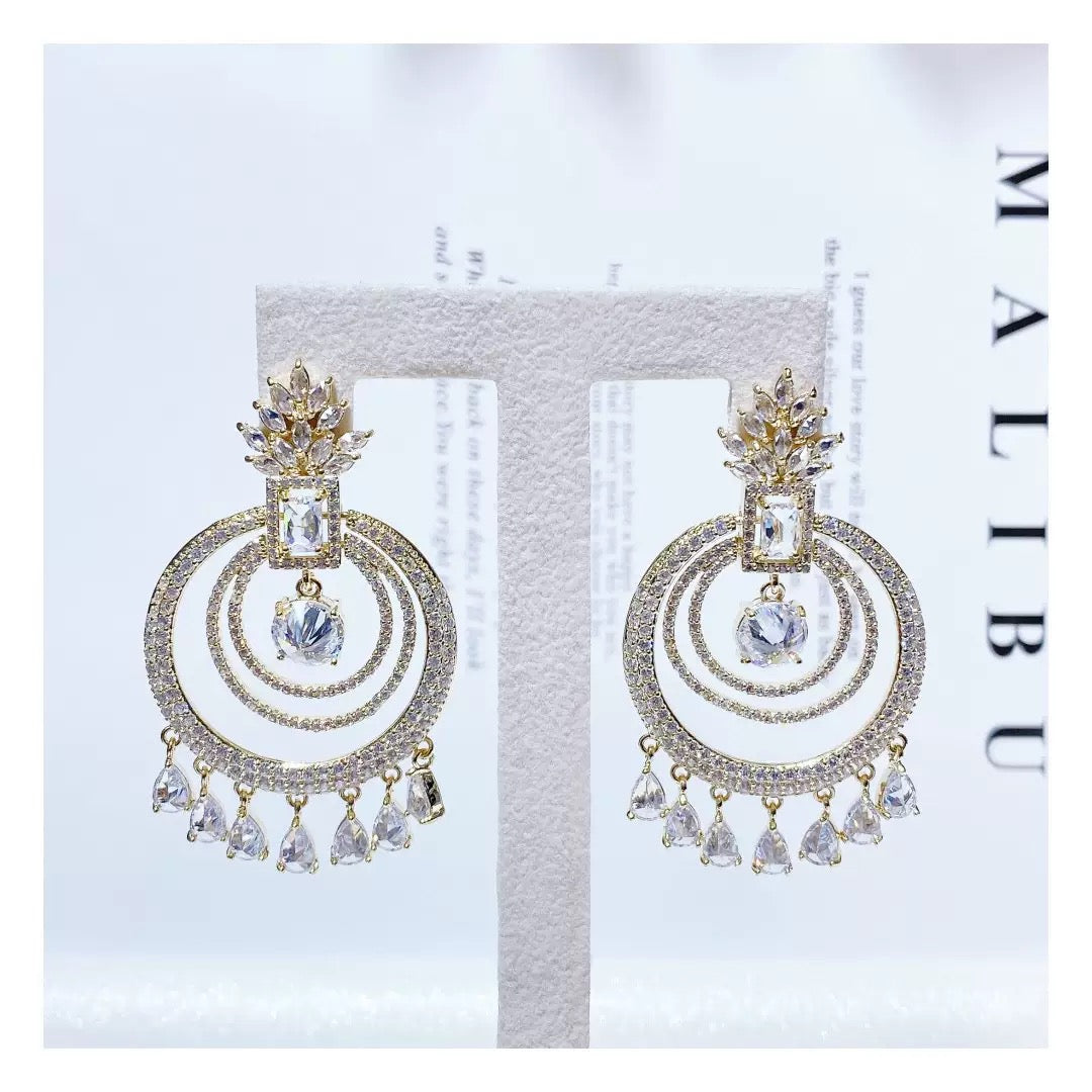 #093 Crystal Classic Earrings - 18K Gold Plated | Bo Cheng Jewelry