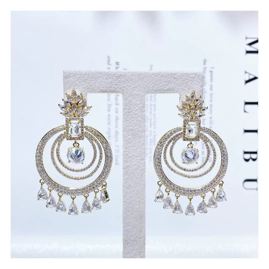 #093 Crystal Classic Earrings - 18K Gold Plated | Bo Cheng Jewelry