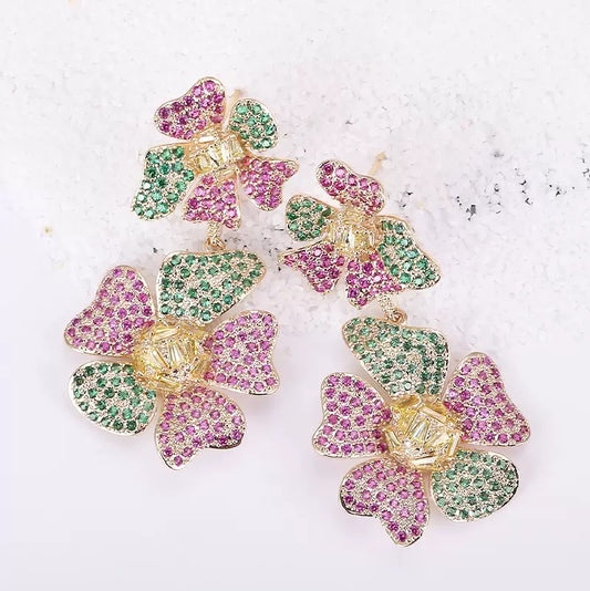 #094 Exquisite Colorful Zircon Recommended Earrings - 18K Gold Plated | Bo Cheng Jewelry
