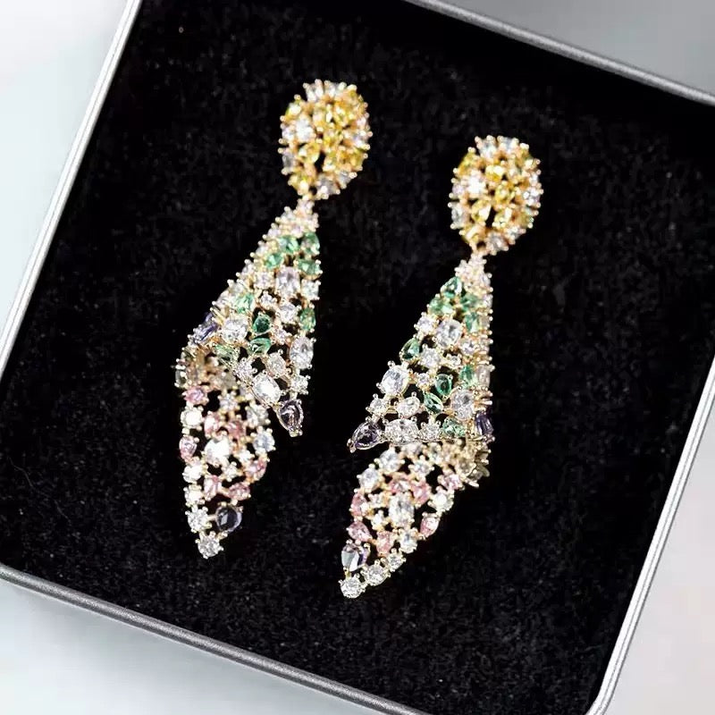 #096 Sparkling Zircon Drop Earrings wholesale - 18K Gold Plated | Bo Cheng Jewelry