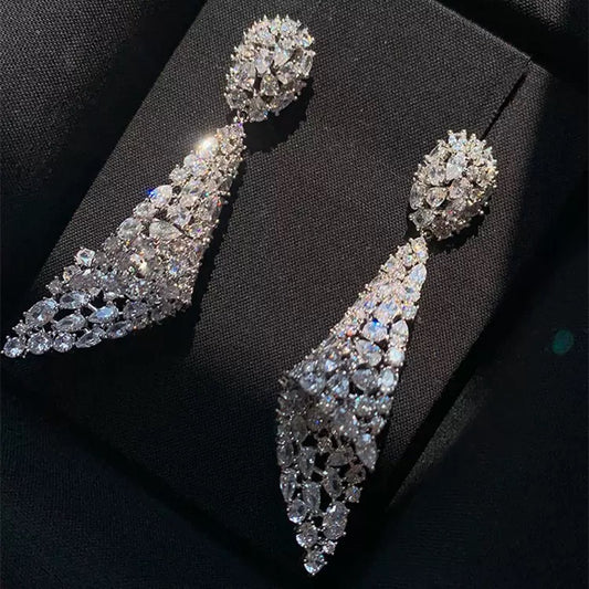 #096 Sparkling Zircon Drop Earrings wholesale - 18K Gold Plated | Bo Cheng Jewelry