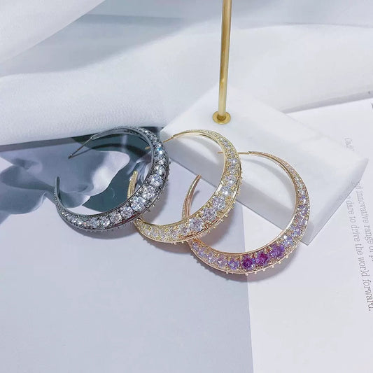 #098 Classic Colorful Zircon Trendy Earrings - 18K Gold Plated | Bo Cheng Jewelry