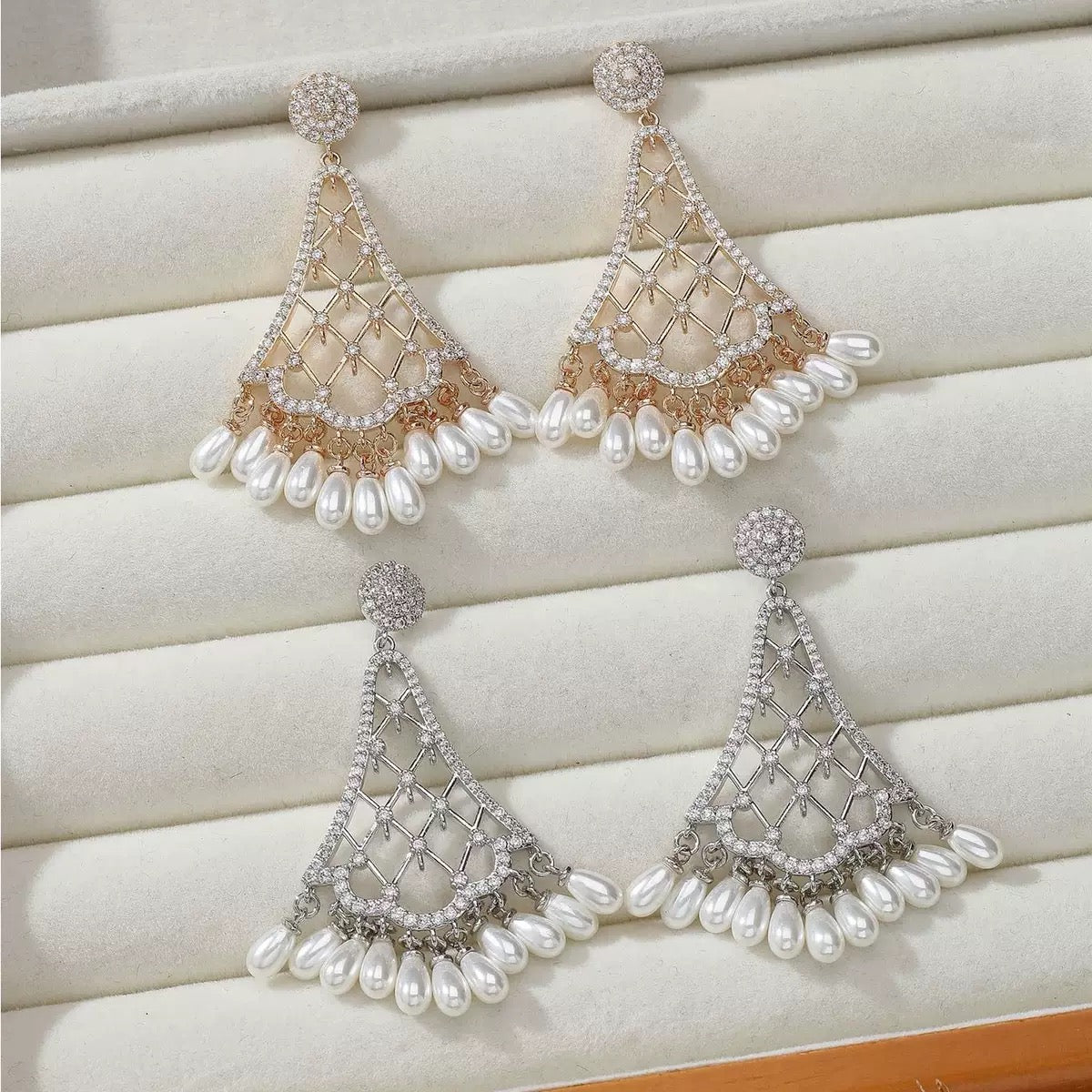 #100 Zircon Exquisite Drop Earrings - 18K Gold Plated | Bo Cheng Jewelry