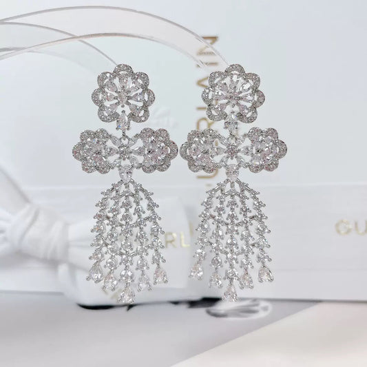 #101 Simulated Diamond Classic Drop Earrings - 18K Gold Plated | Bo Cheng Jewelry