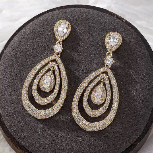 #105 Elegant Zircon Viral Earrings - 18K Gold Plated | Bo Cheng Jewelry