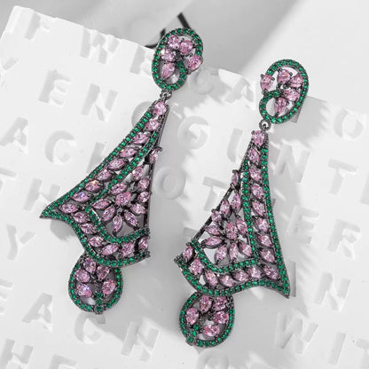 #106 Color Zircon Crystal Earrings - 18K Gold Plated | Bo Cheng Jewelry