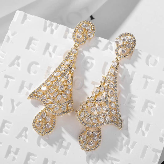#106 Color Zircon Crystal Earrings - 18K Gold Plated | Bo Cheng Jewelry
