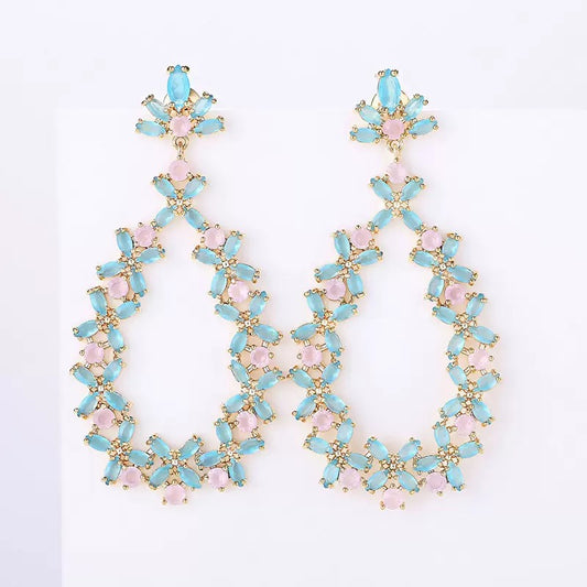 #108 Elegant Colorful Zircon Selected Stud Earrings - 18K Gold Plated | Bo Cheng Jewelry