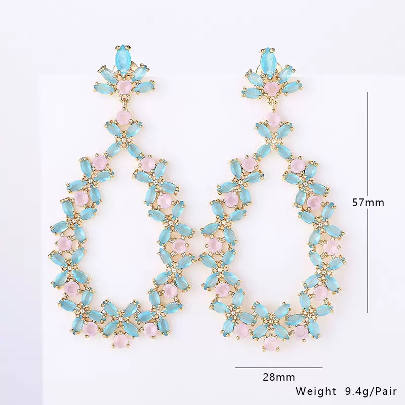 #108 Elegant Colorful Zircon Selected Stud Earrings - 18K Gold Plated | Bo Cheng Jewelry
