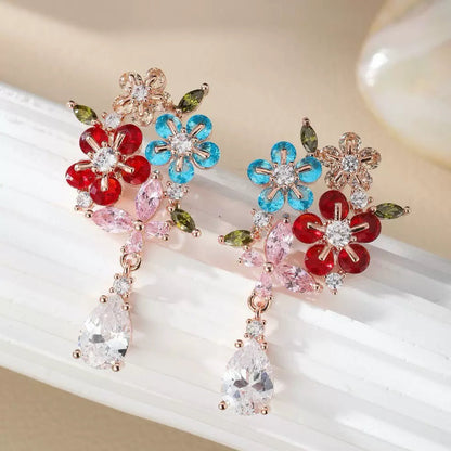#110 Classic Colorful Zircon Drop Earrings - 18K Gold Plated | Bo Cheng Jewelry
