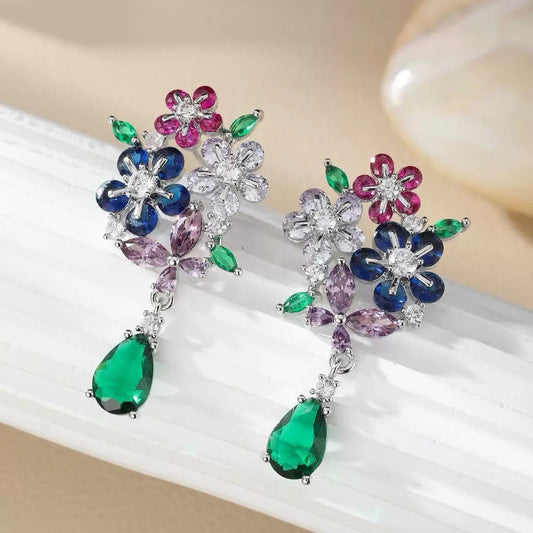 #110 Classic Colorful Zircon Drop Earrings - 18K Gold Plated | Bo Cheng Jewelry