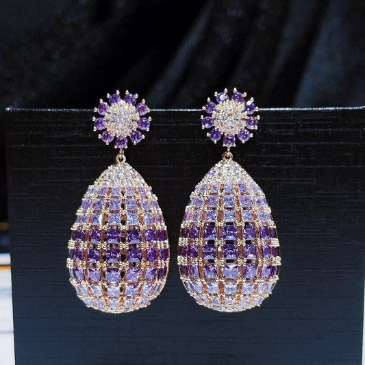 #115 Crystal Sparkling Earrings - 18K Gold Plated | Bo Cheng Jewelry