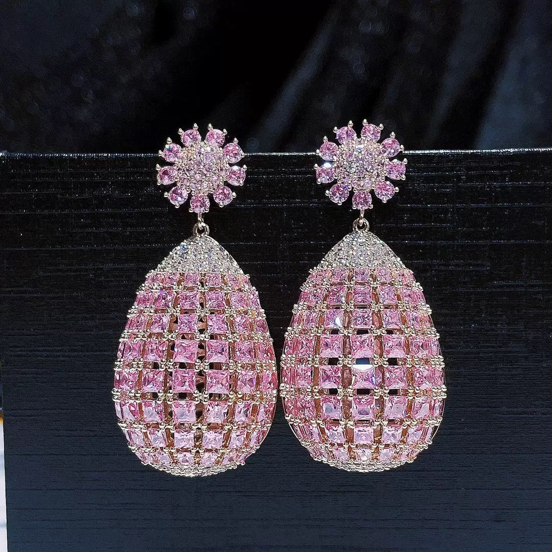 #115 Crystal Sparkling Earrings - 18K Gold Plated | Bo Cheng Jewelry