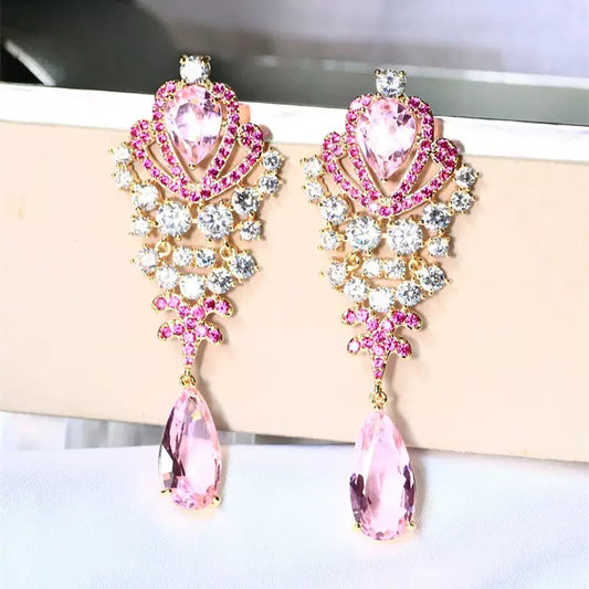 #116 Crystal Exquisite Stud Earrings - 18K Gold Plated | Bo Cheng Jewelry