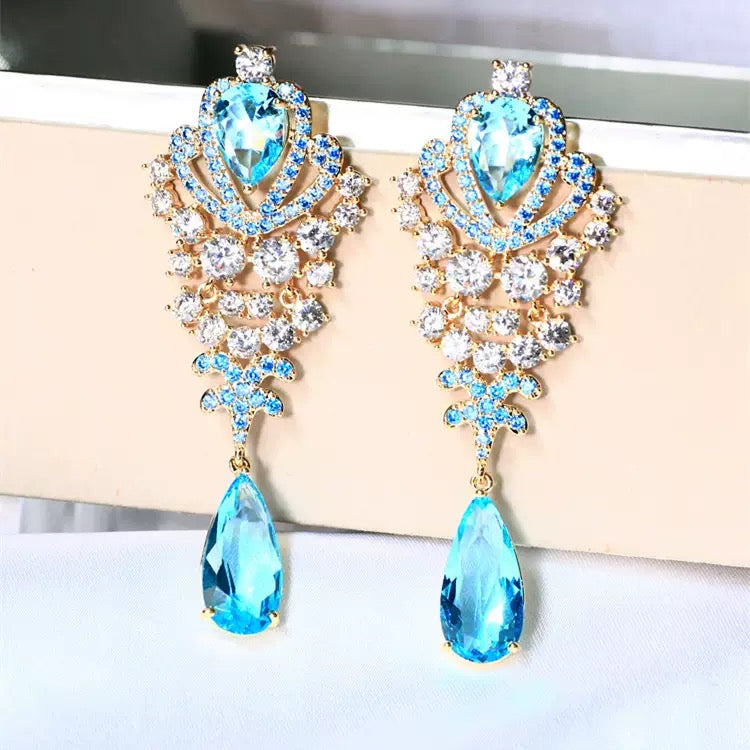 #116 Crystal Exquisite Stud Earrings - 18K Gold Plated | Bo Cheng Jewelry