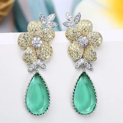 #122 Color Zircon Crystal Earrings - 18K Gold Plated | Bo Cheng Jewelry