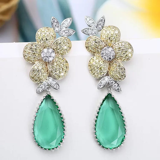 #122 Color Zircon Crystal Earrings - 18K Gold Plated | Bo Cheng Jewelry