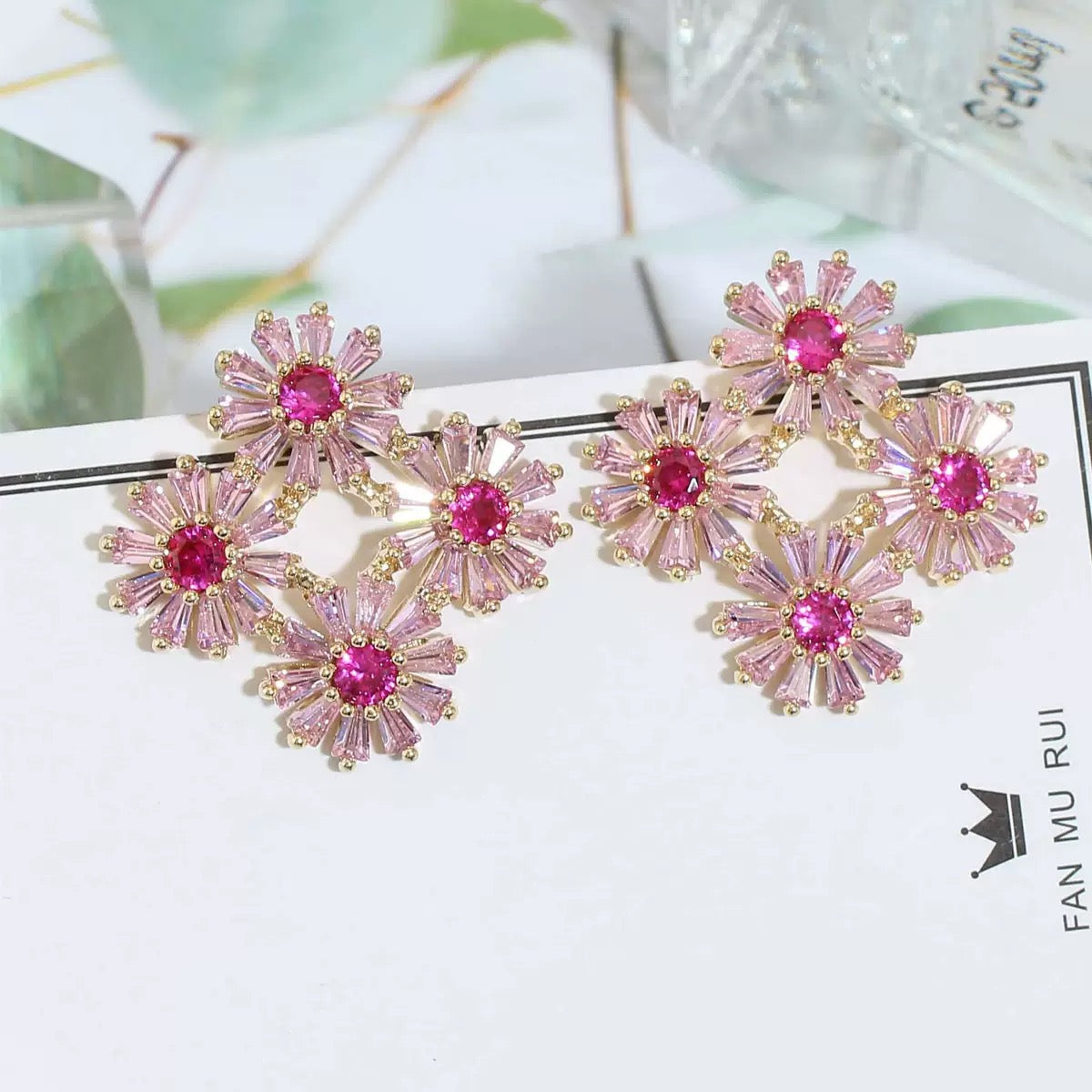 #123 Luxury Cubic Zirconia Trendy Earrings - 18K Gold Plated | Bo Cheng Jewelry