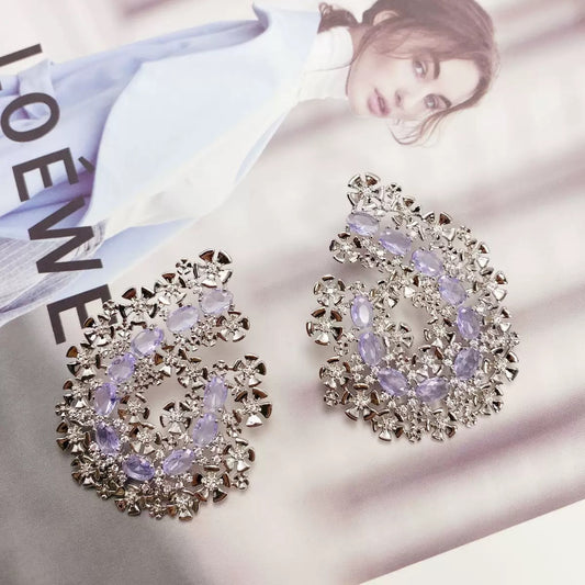 #128 Luxury Simulated Diamond Stud Earrings - 18K Gold Plated | Bo Cheng Jewelry