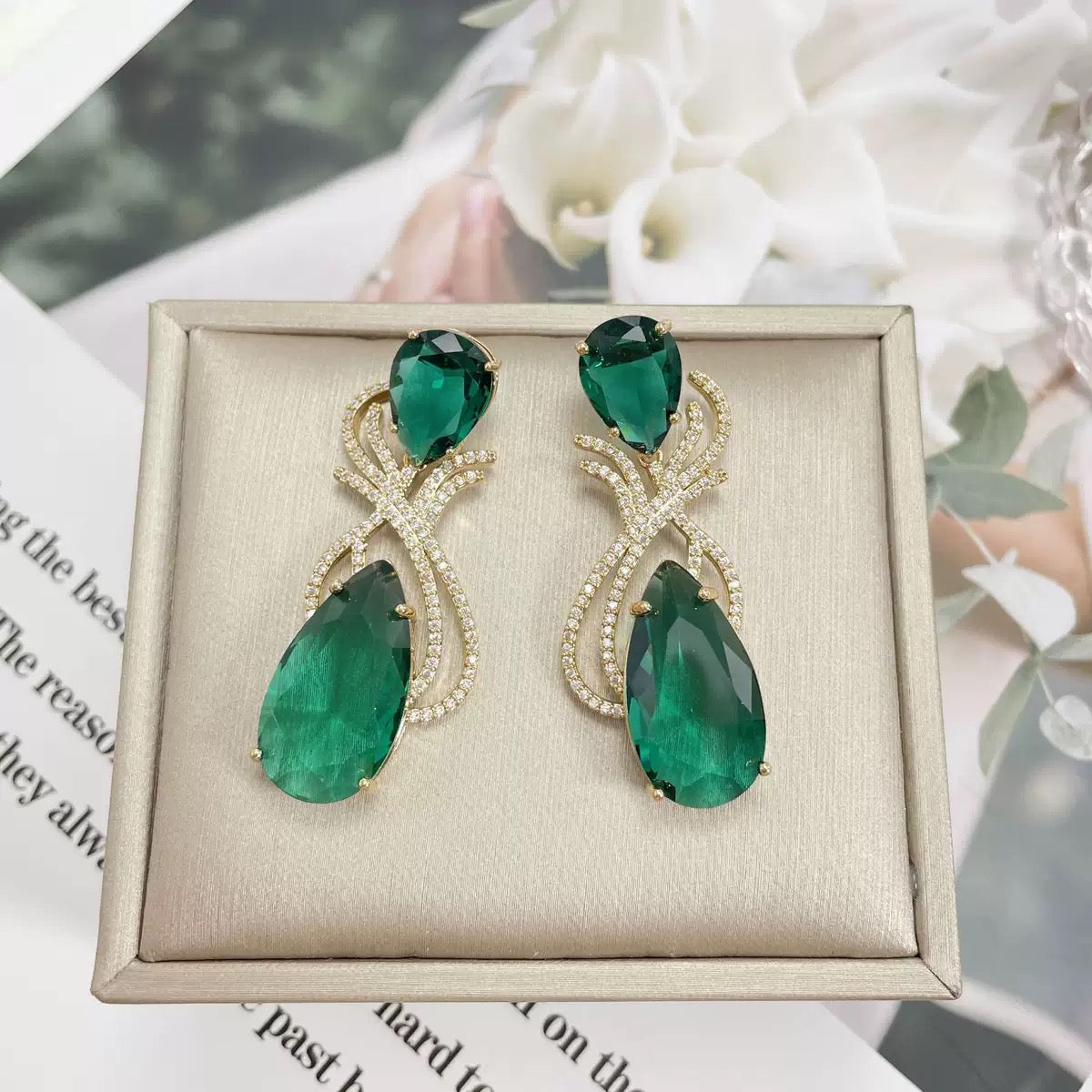 #131 Selected Sparkling Stud Earrings - 18K Gold Plated | Bo Cheng Jewelry