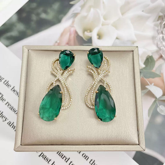 #136 Elegant Crystal Recommended Earrings - 18K Gold Plated | Bo Cheng Jewelry