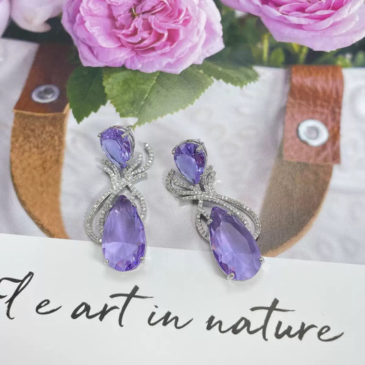 #136 Elegant Crystal Recommended Earrings - 18K Gold Plated | Bo Cheng Jewelry