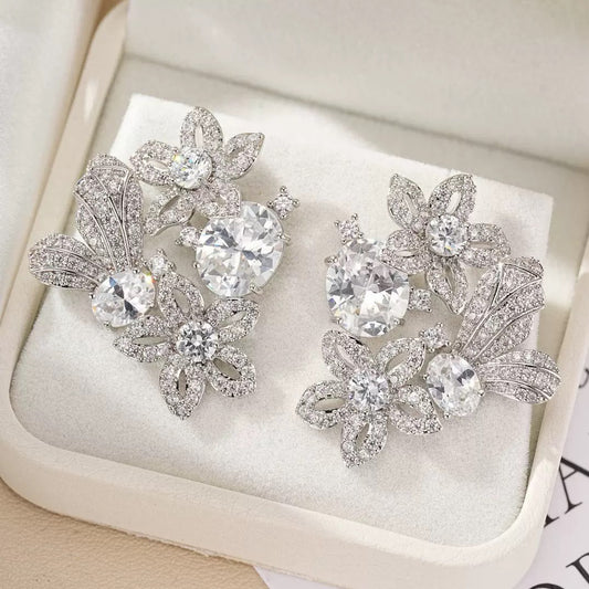 #133 Simulated Diamond Luxury Drop Earrings - 18K Gold Plated | Bo Cheng Jewelry