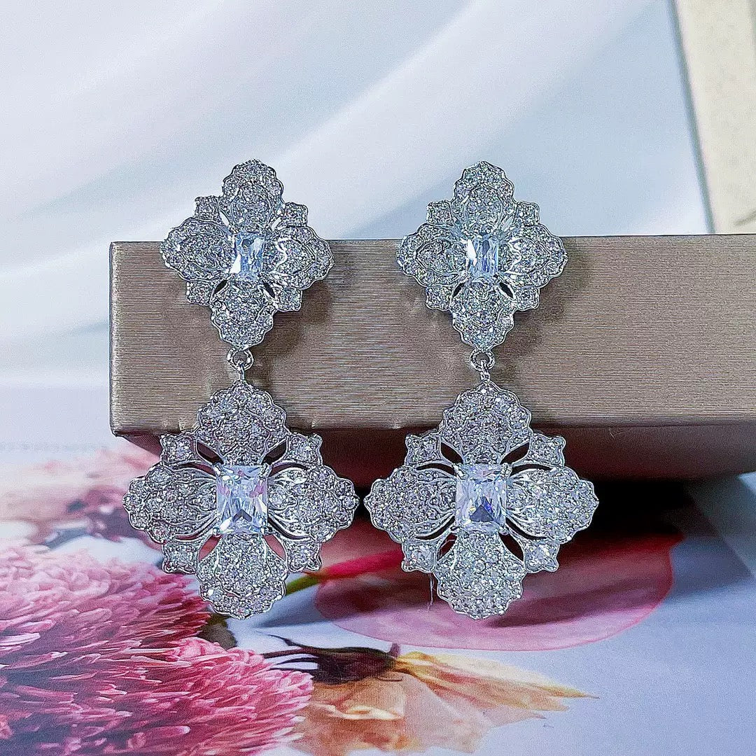 #134 Cubic Zirconia Minimalist Drop Earrings - 18K Gold Plated | Bo Cheng Jewelry