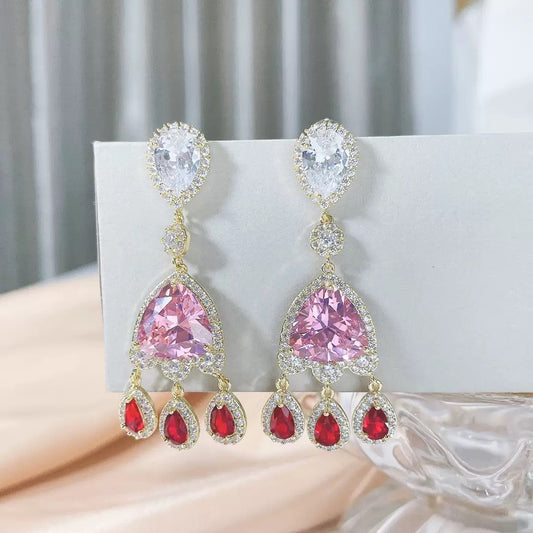 #137 Colorful Zircon Classic Stud Earrings - 18K Gold Plated | Bo Cheng Jewelry