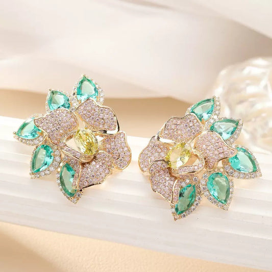#148 Exquisite Cubic Zirconia Drop Earrings - 18K Gold Plated | Bo Cheng Jewelry