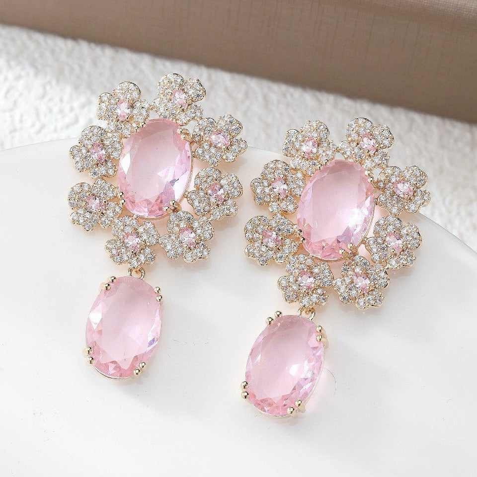 #151 Color Zircon Simulated Diamond Earrings - 18K Gold Plated | Bo Cheng Jewelry