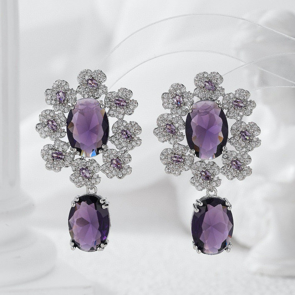 #151 Color Zircon Simulated Diamond Earrings - 18K Gold Plated | Bo Cheng Jewelry