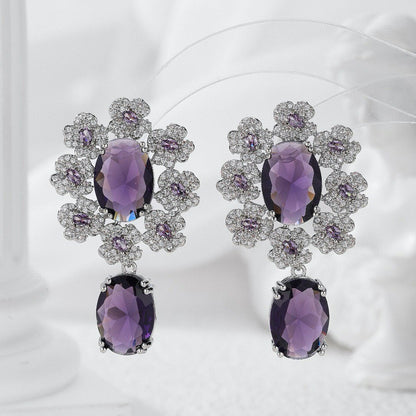 #151 Color Zircon Simulated Diamond Earrings - 18K Gold Plated | Bo Cheng Jewelry