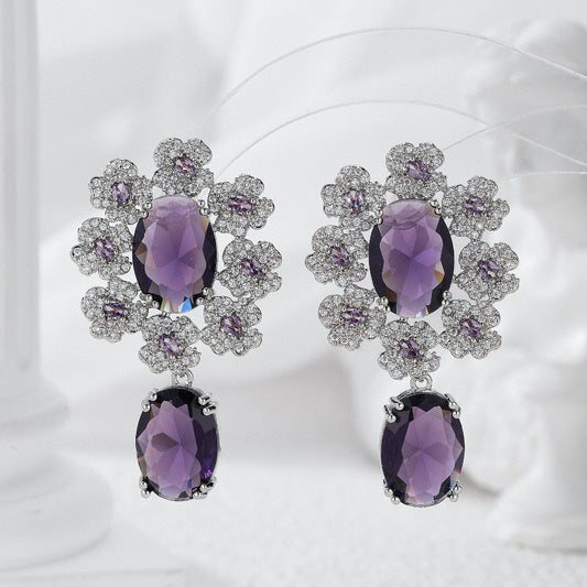 #151 Color Zircon Simulated Diamond Earrings - 18K Gold Plated | Bo Cheng Jewelry
