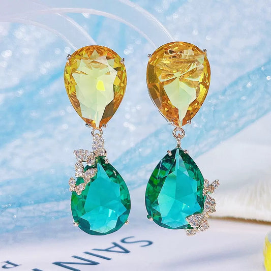 #155 Luxury Colorful Zircon Earrings - 18K Gold Plated | Bo Cheng Jewelry