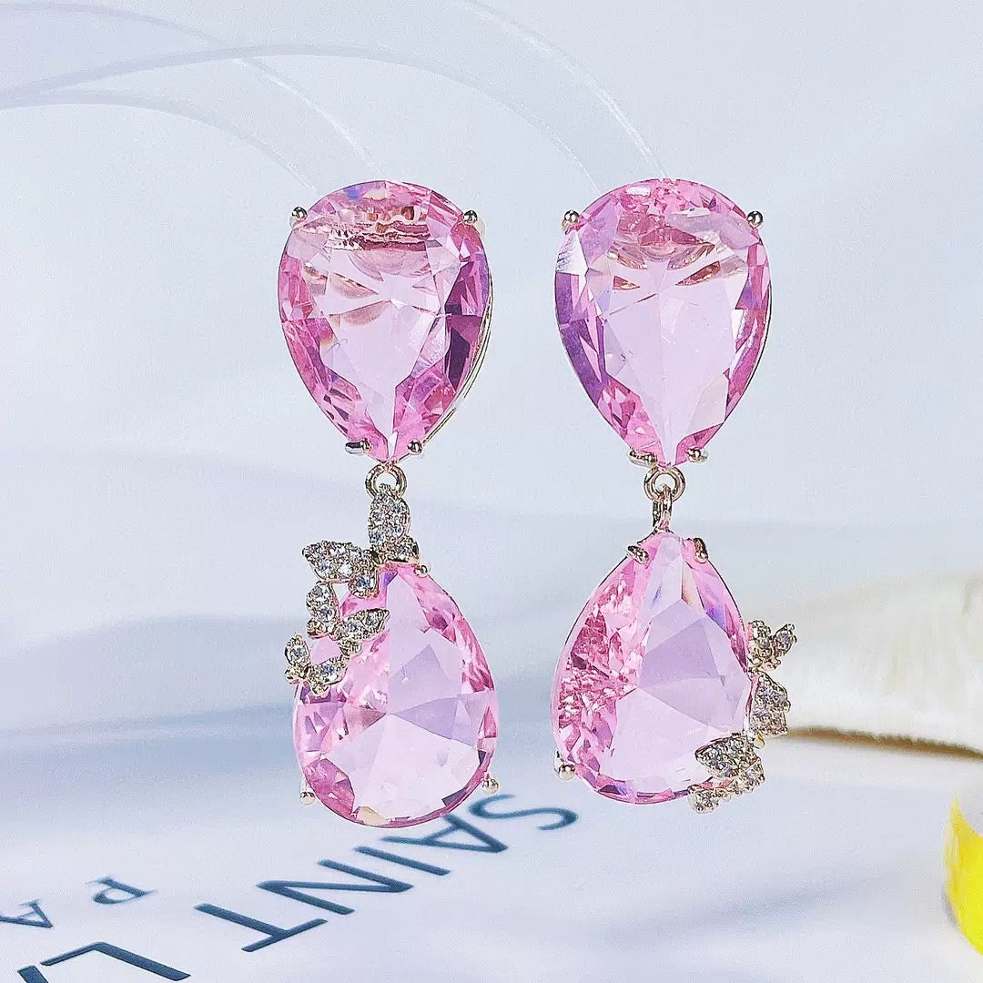 #155 Luxury Colorful Zircon Earrings - 18K Gold Plated | Bo Cheng Jewelry