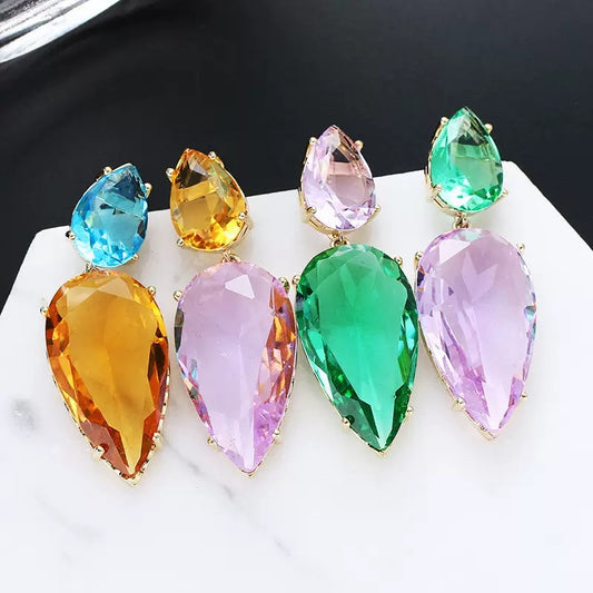 #159 Simulated Diamond Classic Drop Earrings - 18K Gold Plated | Bo Cheng Jewelry