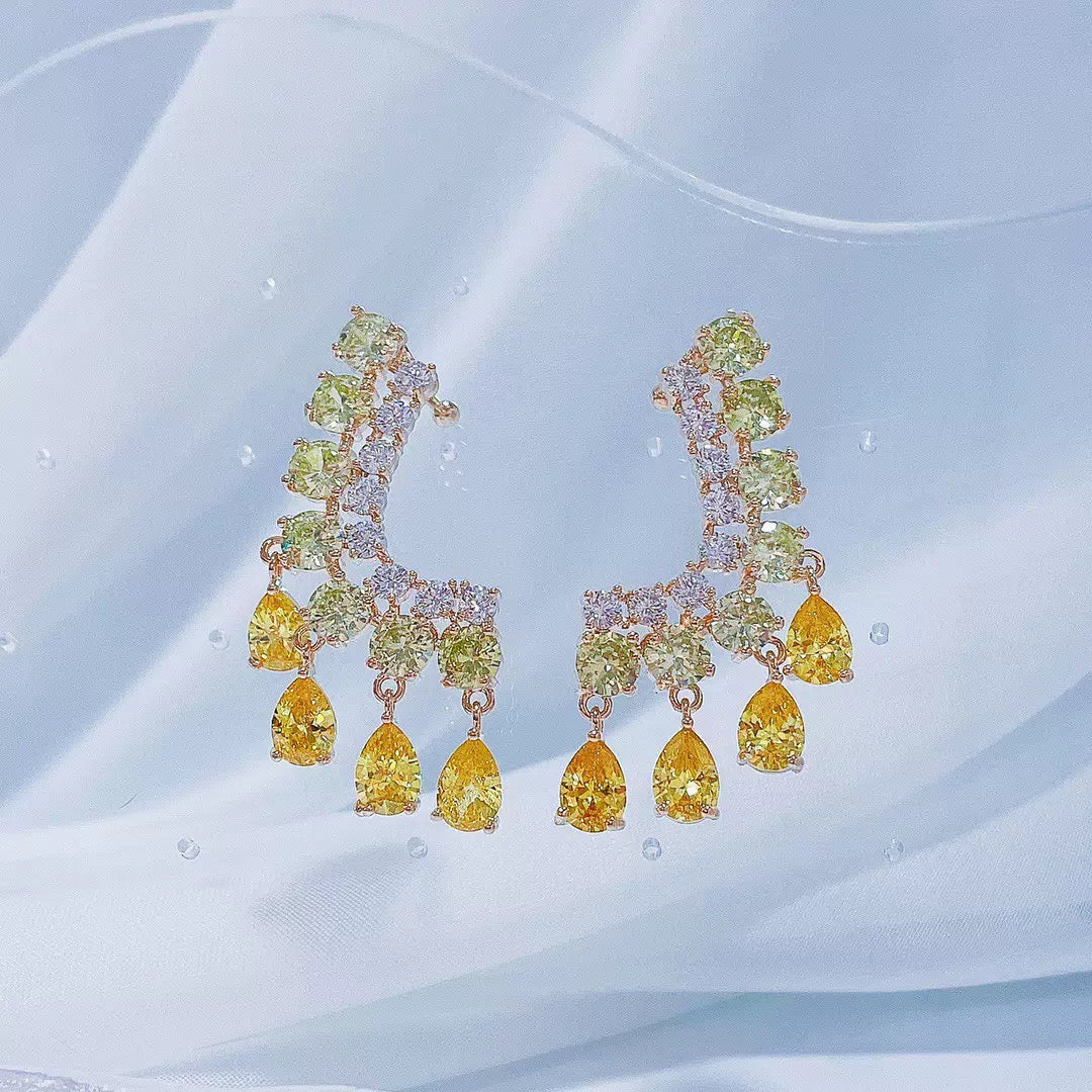#163 Cubic Zirconia Luxury Earrings - 18K Gold Plated | Bo Cheng Jewelry