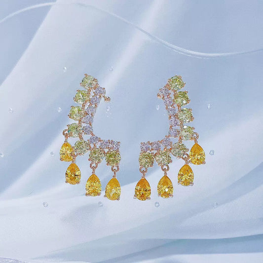 #163 Cubic Zirconia Luxury Earrings - 18K Gold Plated | Bo Cheng Jewelry