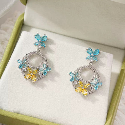 #182 Color Zircon Crystal Earrings - 18K Gold Plated | Bo Cheng Jewelry