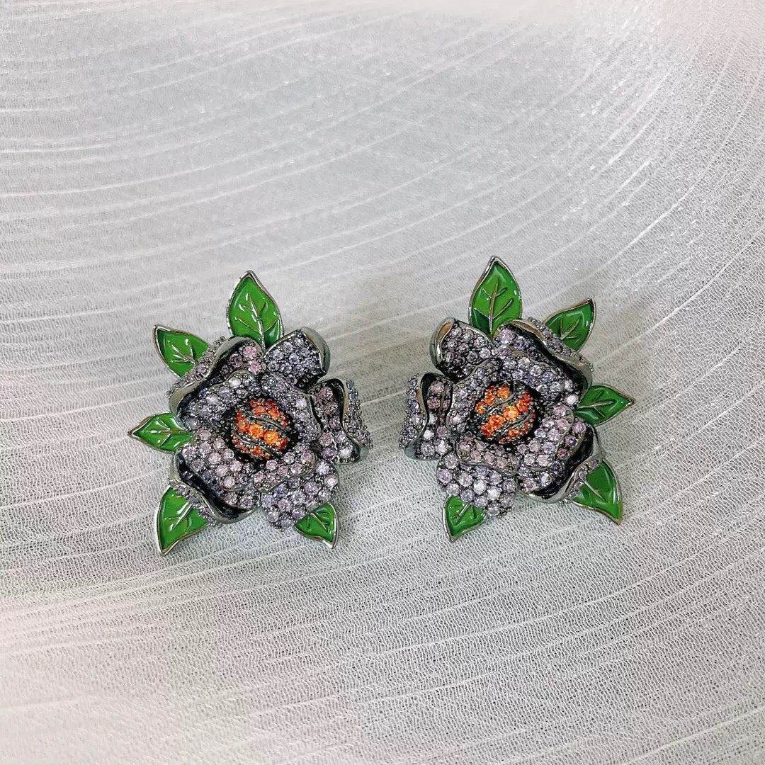 #184 Crystal Color Zircon Stud Earrings - 18K Gold Plated | Bo Cheng Jewelry