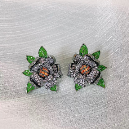 #184 Crystal Color Zircon Stud Earrings - 18K Gold Plated | Bo Cheng Jewelry