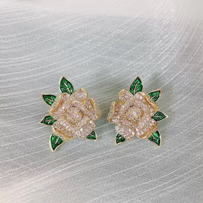 #184 Crystal Color Zircon Stud Earrings - 18K Gold Plated | Bo Cheng Jewelry