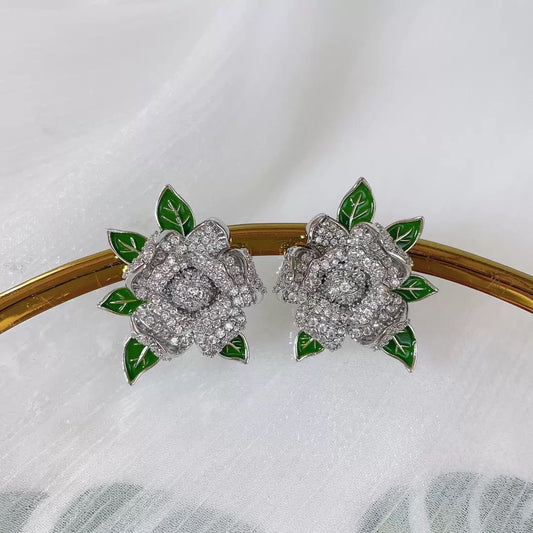 #184 Crystal Color Zircon Stud Earrings - 18K Gold Plated | Bo Cheng Jewelry