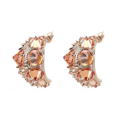 #199 Design Crystal Stud Earrings - 18K Gold Plated | Bo Cheng Jewelry
